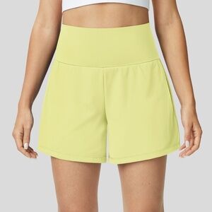 Super High Waisted Back Pocket & Side Hidden Pocket 2-in-1 Yoga Shorts 5''-Long